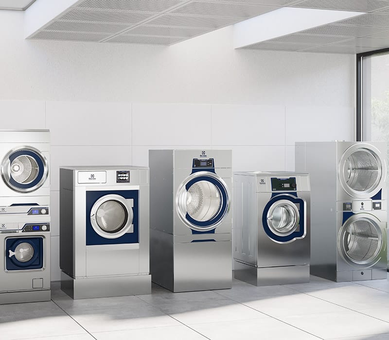 someone using a rental washing machine